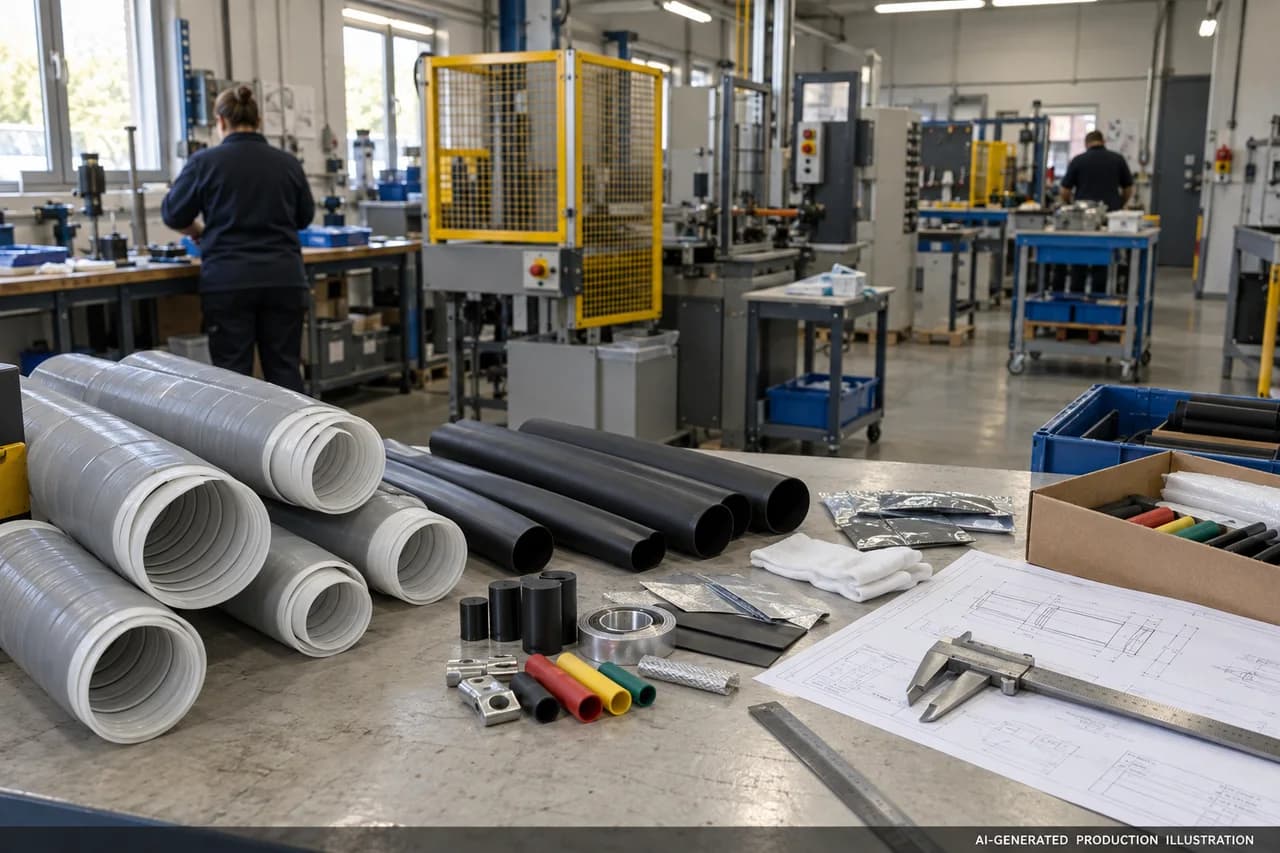 AI-generated cable accessory production illustration, not a photograph of FEICHEER factory