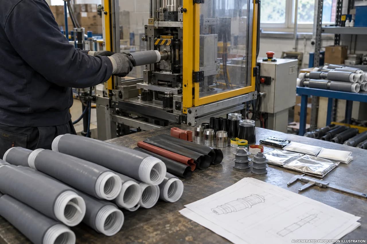 AI-generated cable accessory product-specific processing illustration, not a photograph of FEICHEER factory